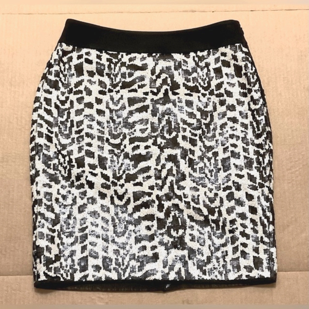 The Limited Zebra Print Sequins Skirt Size 8